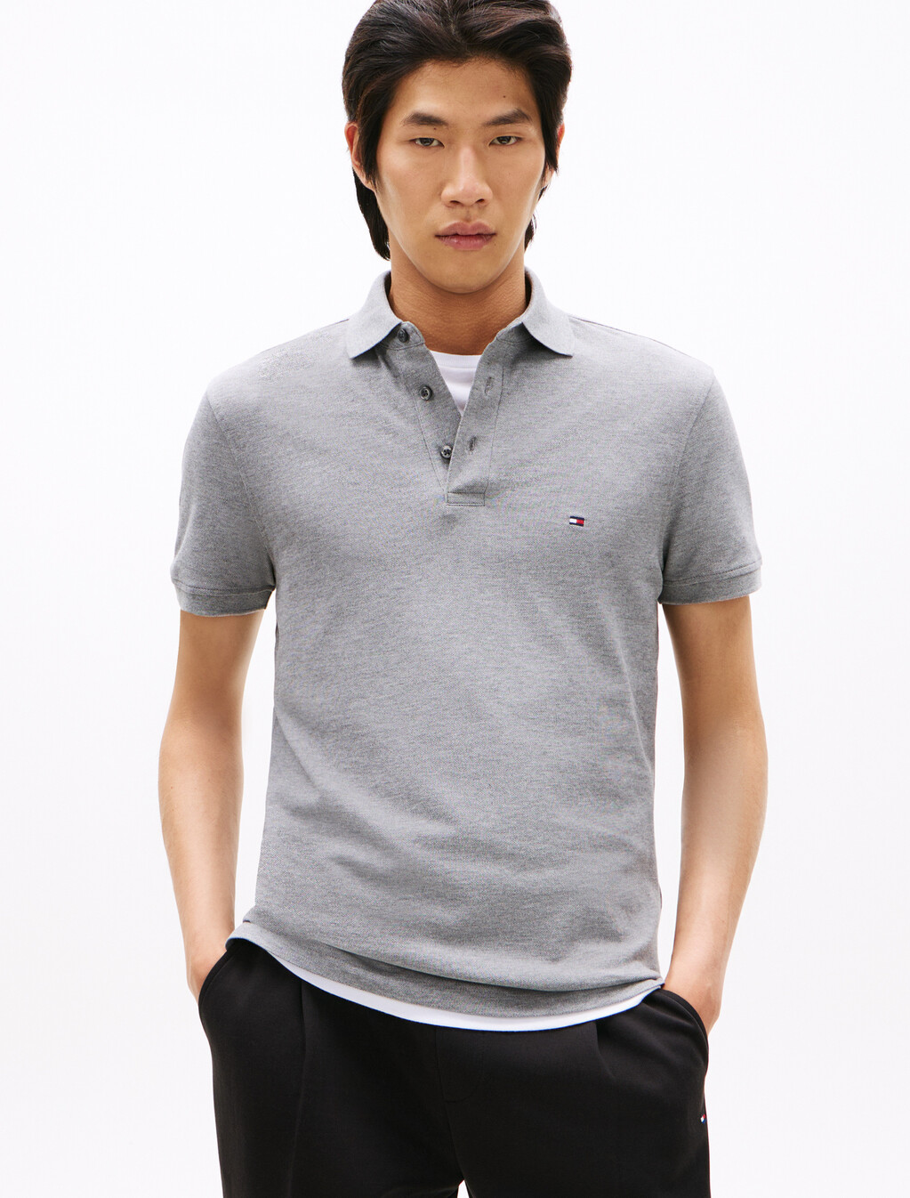 1985 Collection Slim Fit Polo, Medium Grey Heather, hi-res