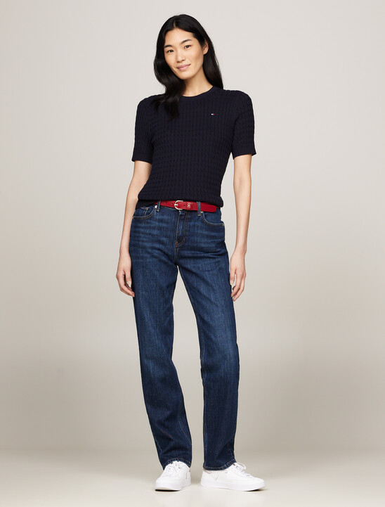 Stripe Slim Fit Short Sleeve Jumper