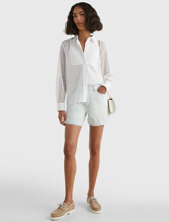 Lace Monogram Relaxed Fit Blouse