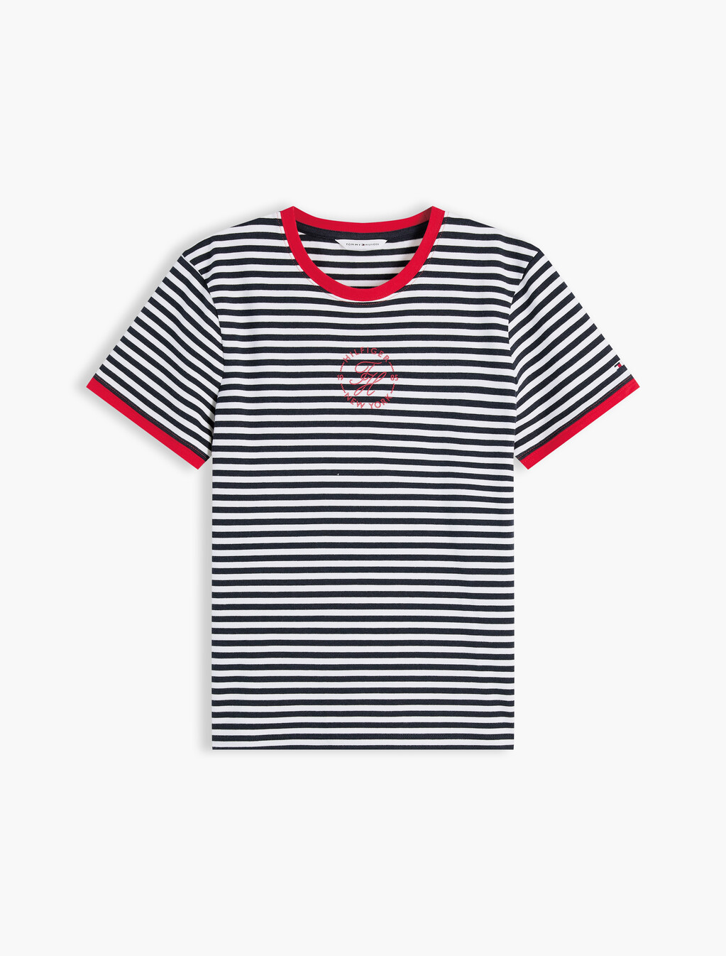 Logo Embroidery Ringer T-Shirt, Breton Stripe Dark Night Navy/Ecru, hi-res