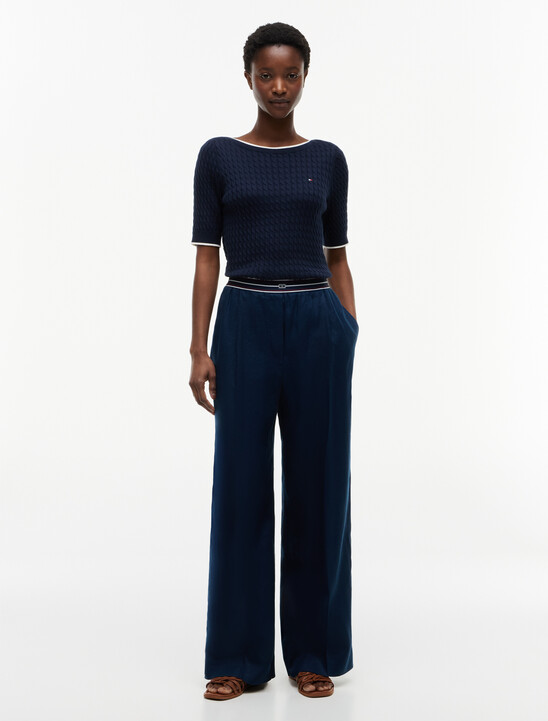Pure Linen Twill Straight Pants