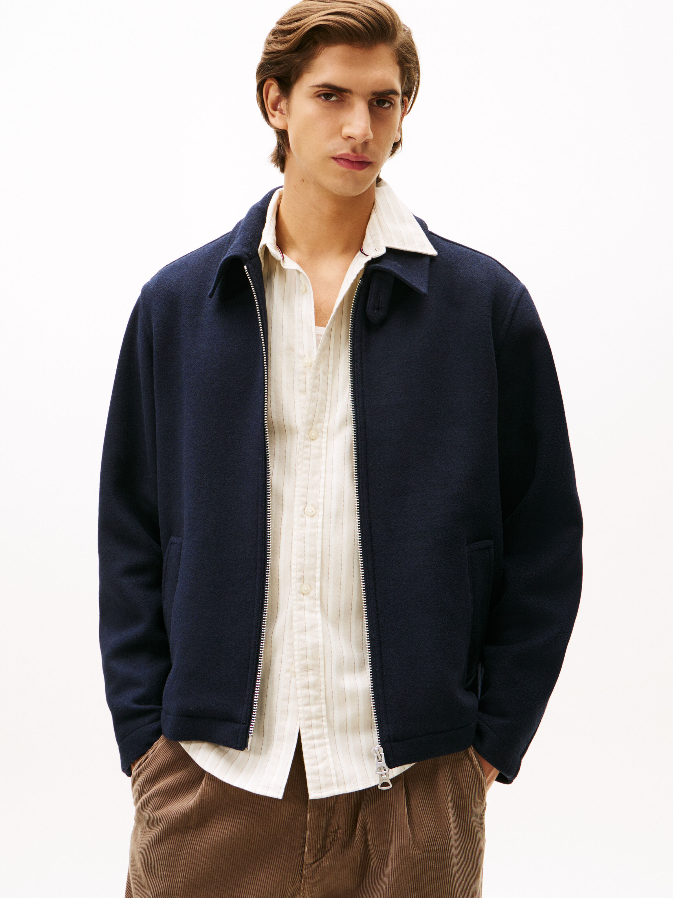 Wool Blend Zip-Thru Ivy Jacket | blue | Tommy Hilfiger Malaysia