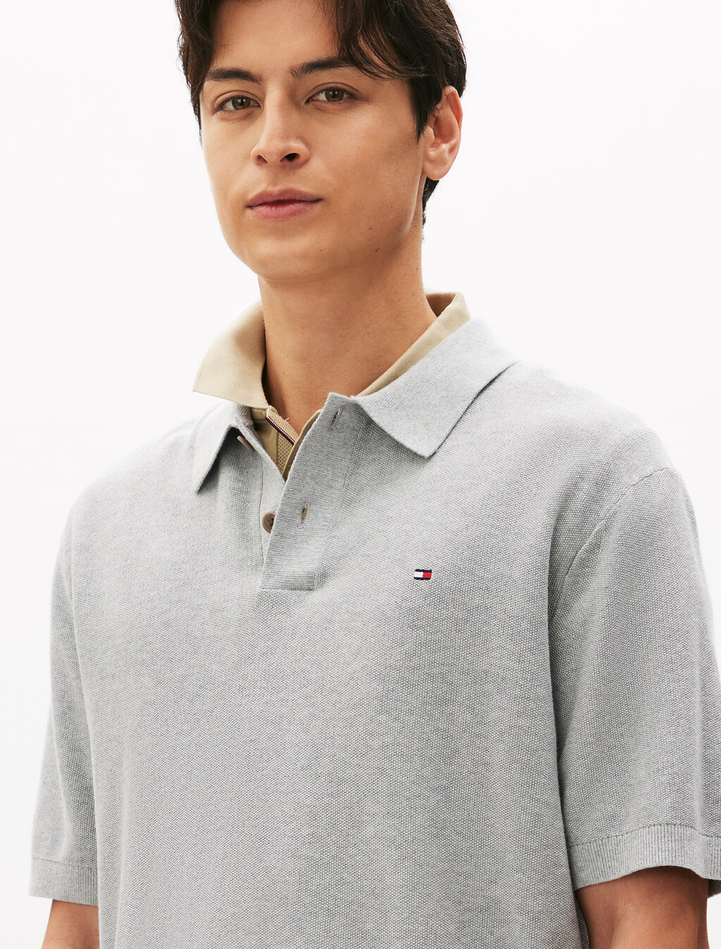 Rice Corn Short Sleeve Polo, Light Grey Heather, hi-res