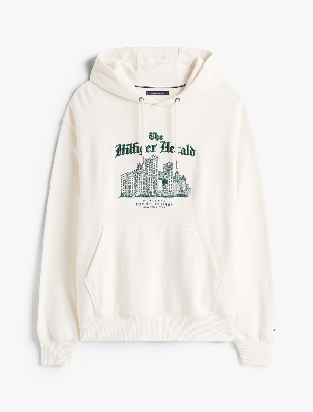 Logo Embroidery Relaxed Drawstring Hoody, Ivory Petal, hi-res