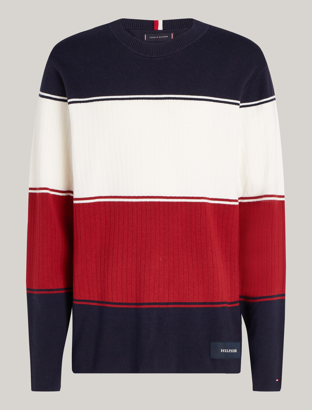 Colour-Blocked Mixed Knit Relaxed Jumper, Desert Sky Multi, hi-res