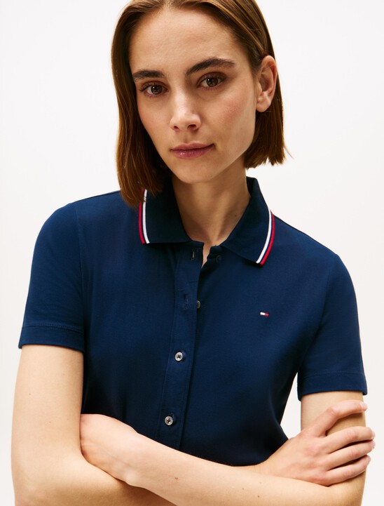 Knit Fit & Flare Polo Dress