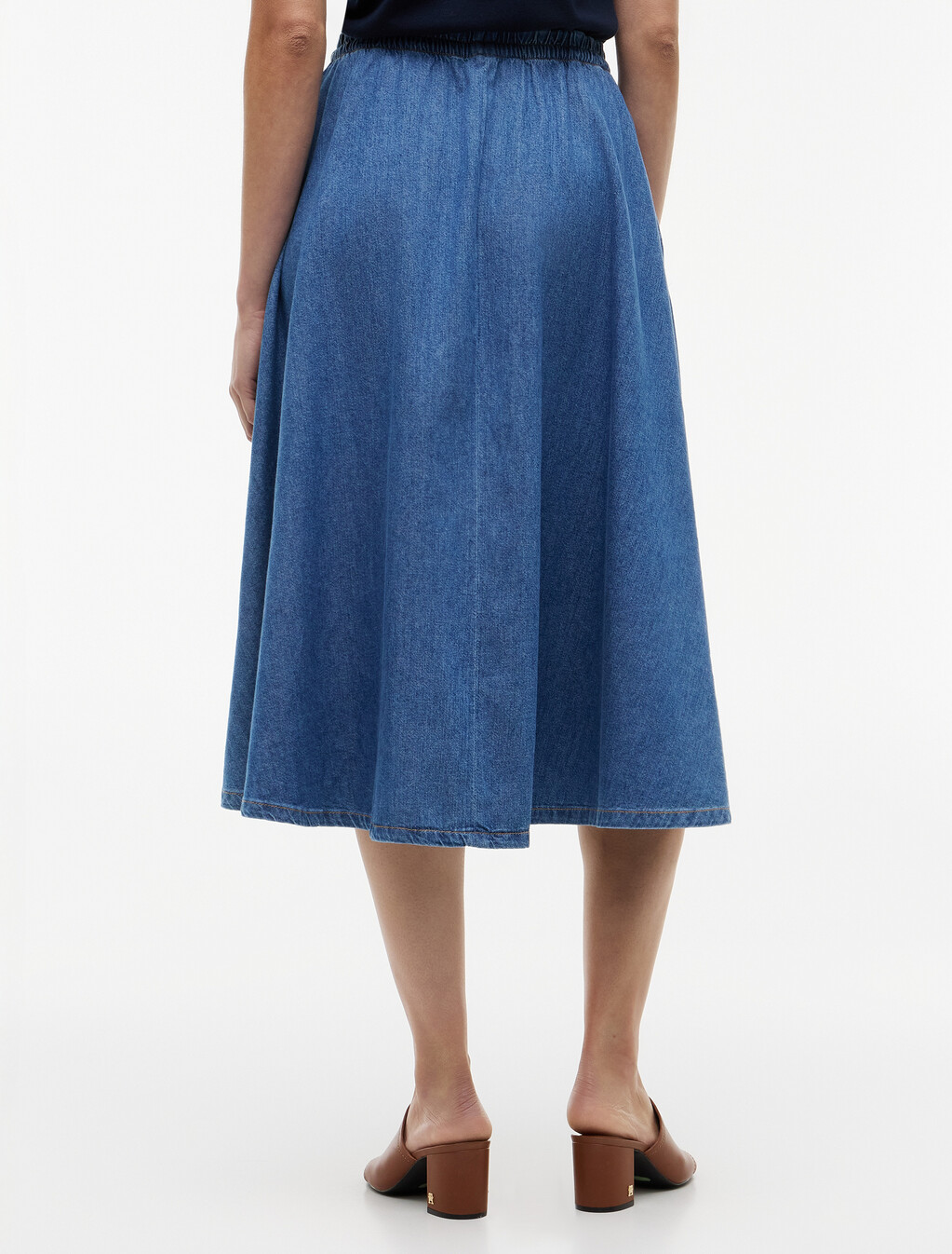 Logo Relaxed Denim Flared Midi Skirt, Mia, hi-res