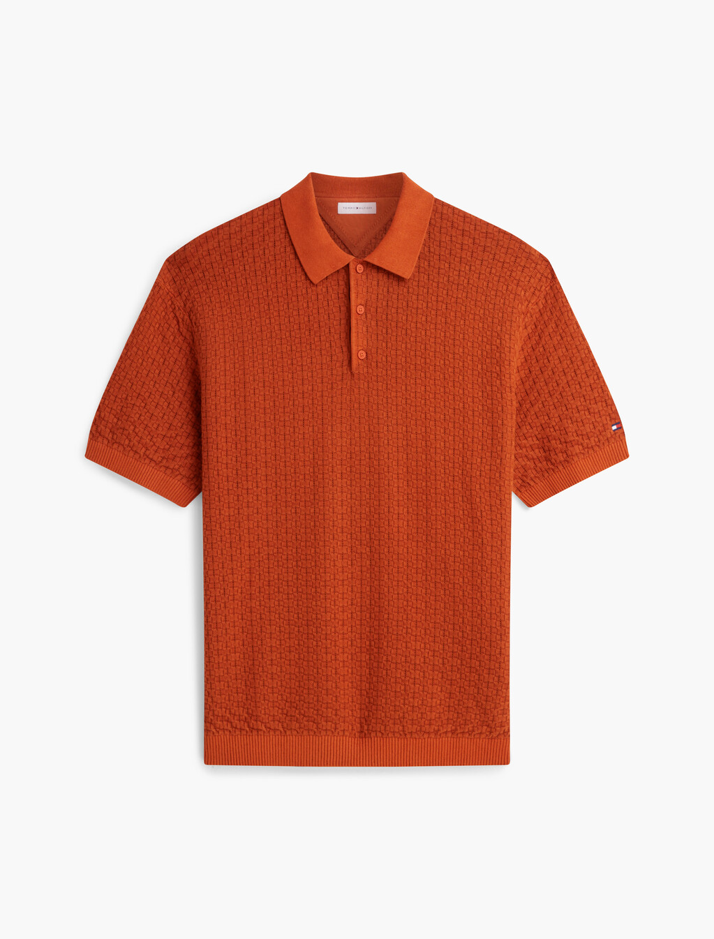 Relaxed Fit Washed Structured Polo Shirt, Rusty Ochre, hi-res