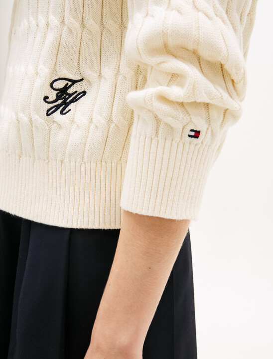 Cable Knit Zip Thru Hoodie