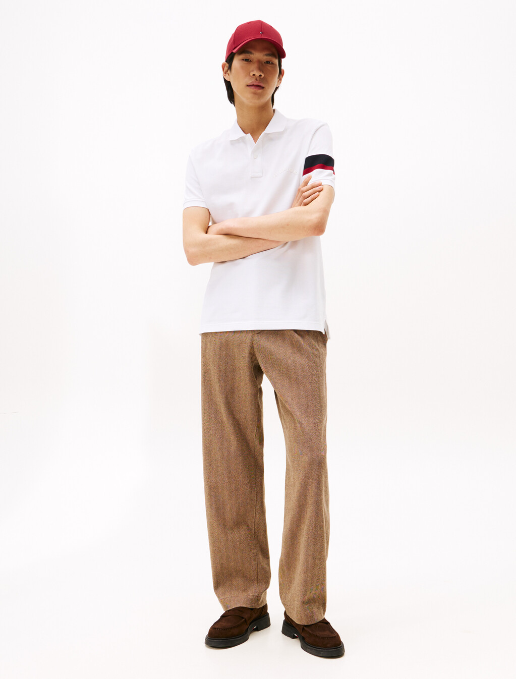 Color Tape Sleeve Polo, White, hi-res