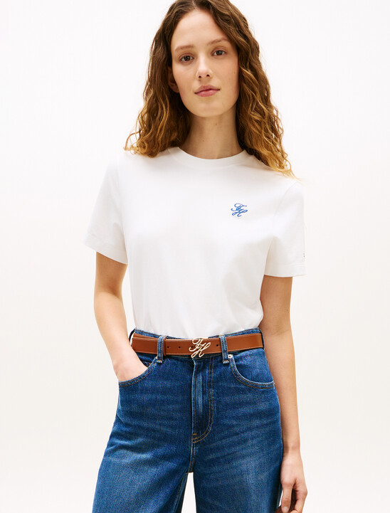 Logo Embroidery Jersey Crew Neck T-Shirt