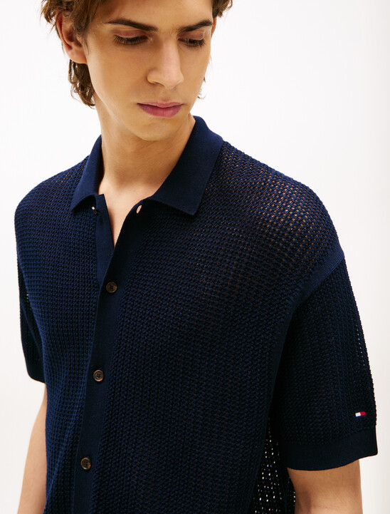 Structured Open Knit Overshirt