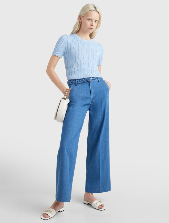 Cable Knit Short Sleeve Jumper