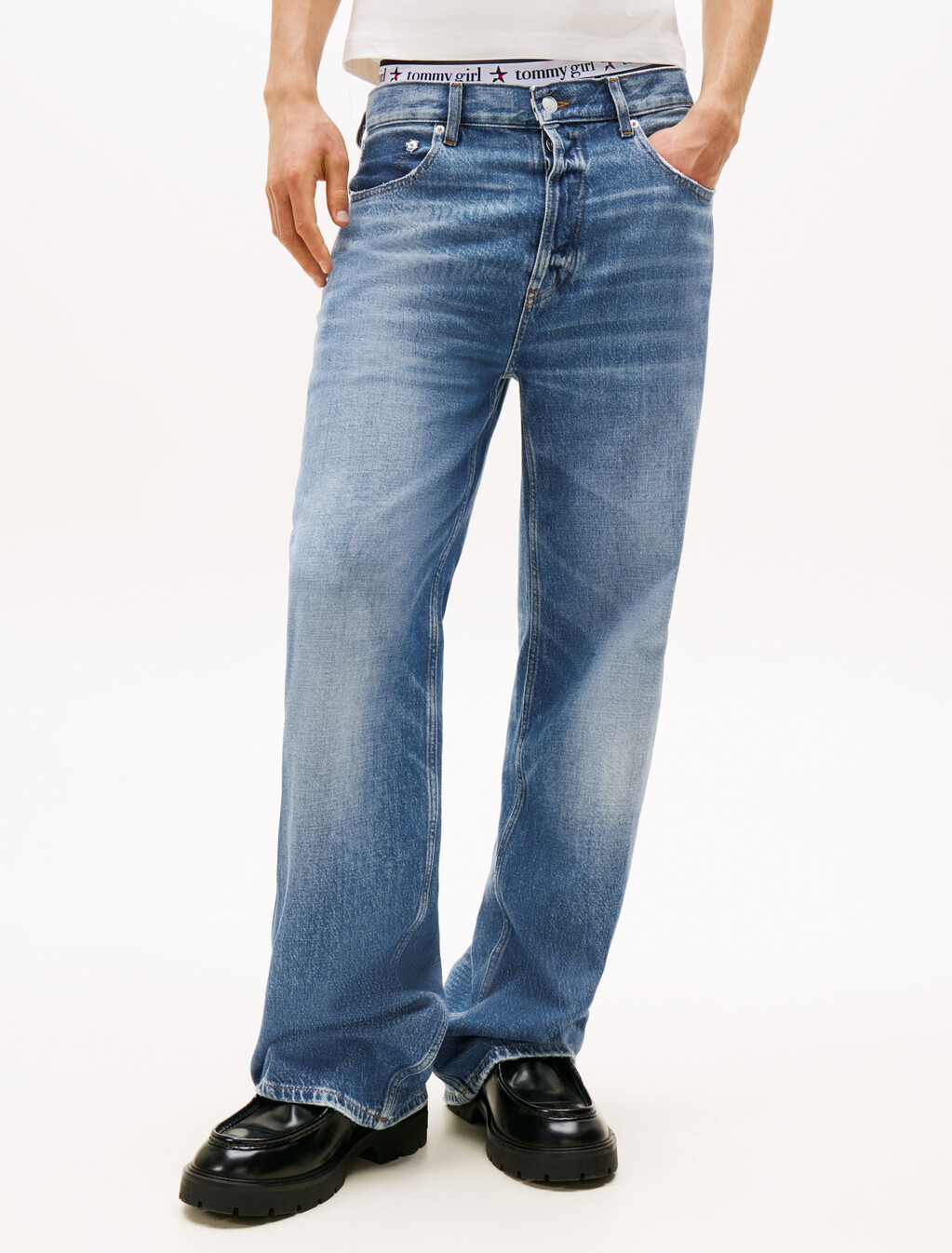 Tommy Girl Low Rise Relaxed Jeans, Indigo Wash, hi-res