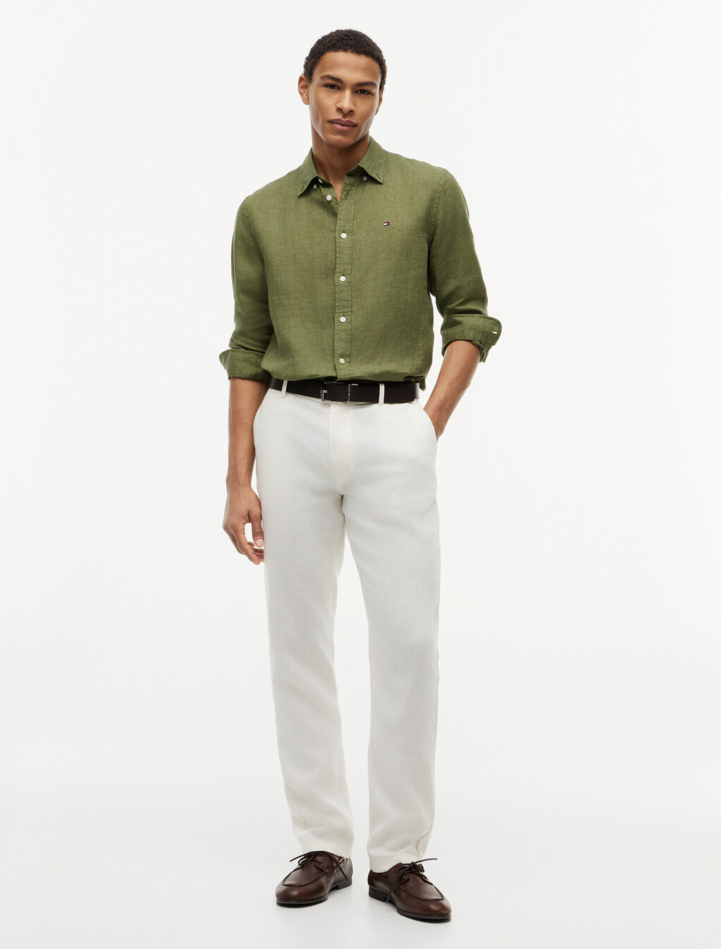 Asia Fit Pigment Dyed Shirt, Dark Artichoke, hi-res