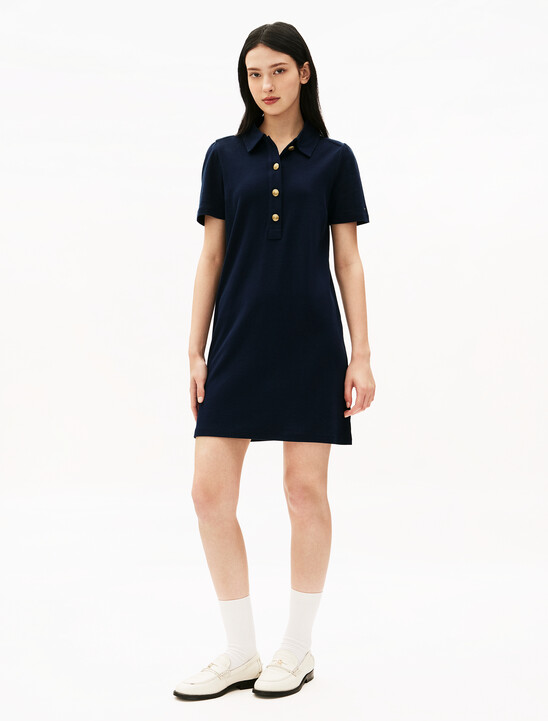 Golden Button Polo Dress