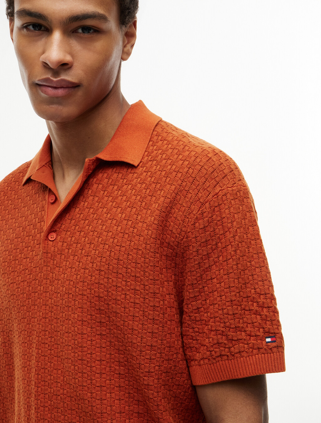 Relaxed Fit Washed Structured Polo Shirt, Rusty Ochre, hi-res