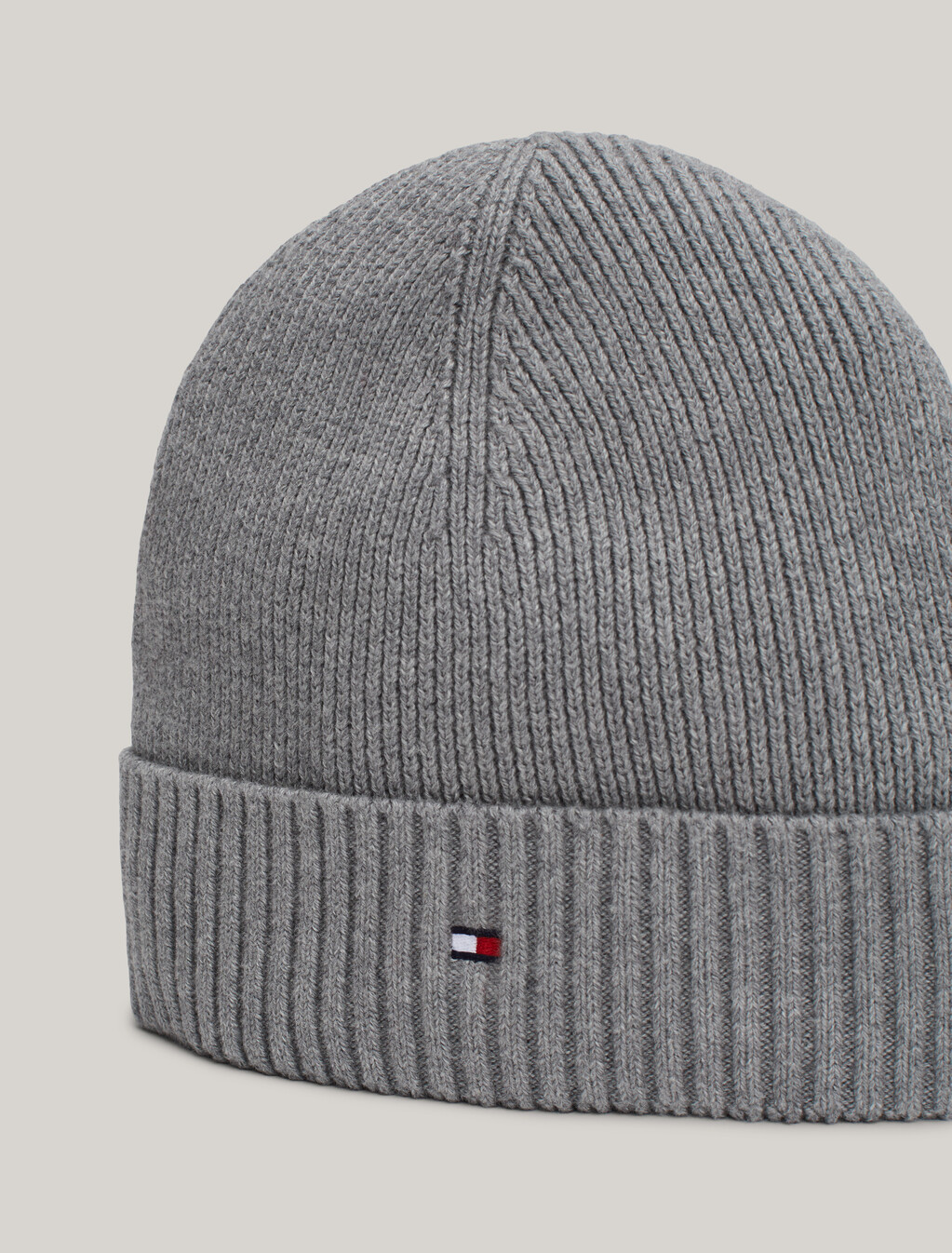 Hilfiger Flag Beanie with Cashmere, Mid Grey Heather, hi-res