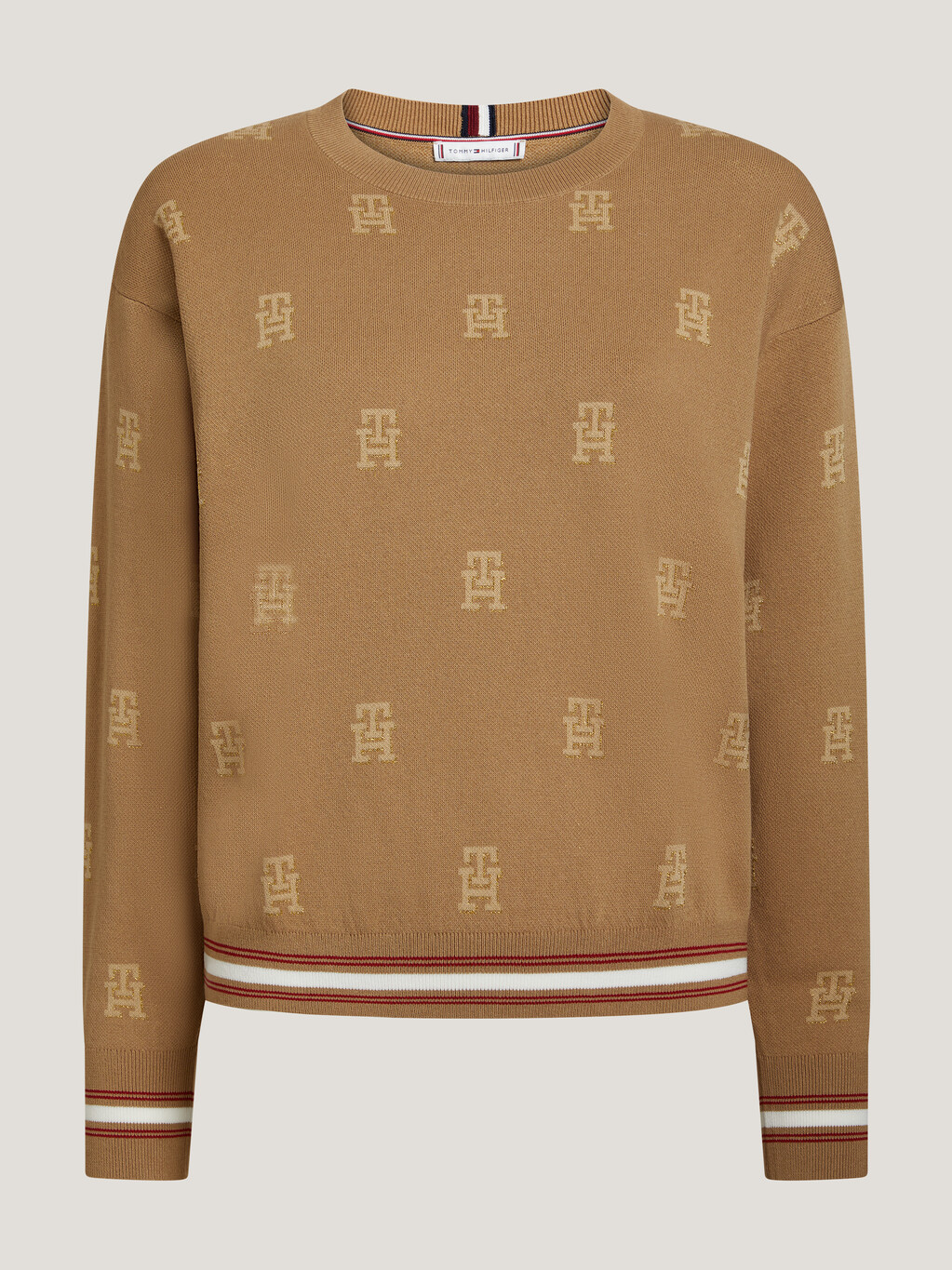CNY TH Monogram Jacquard Sweater, Imd Aop Countryside Khaki, hi-res