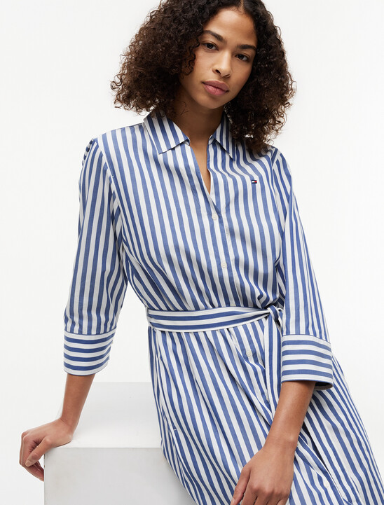 Belted Relaxed Midi Shirt Dress