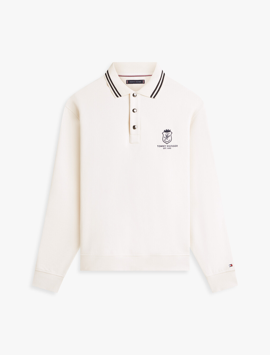 Tipped Collar Relaxed Rugby Sweatshirt, Ivory Petal, hi-res