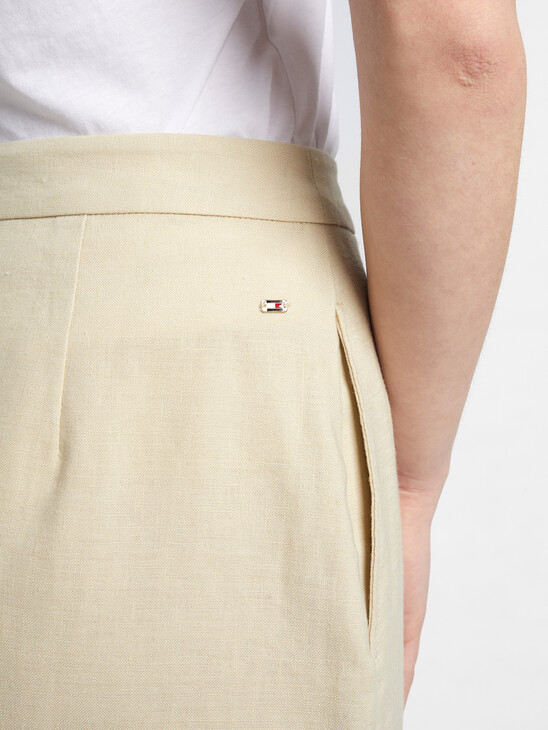 Stretch Linen Knee Length Skirt