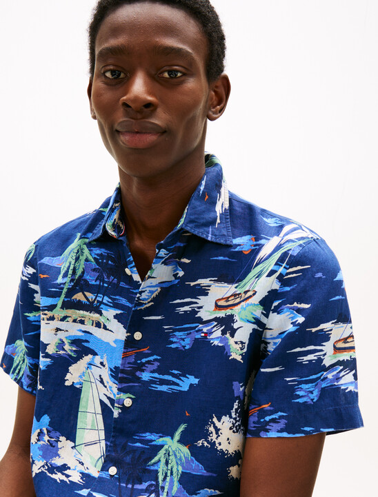Vacation Print Linen Shirt