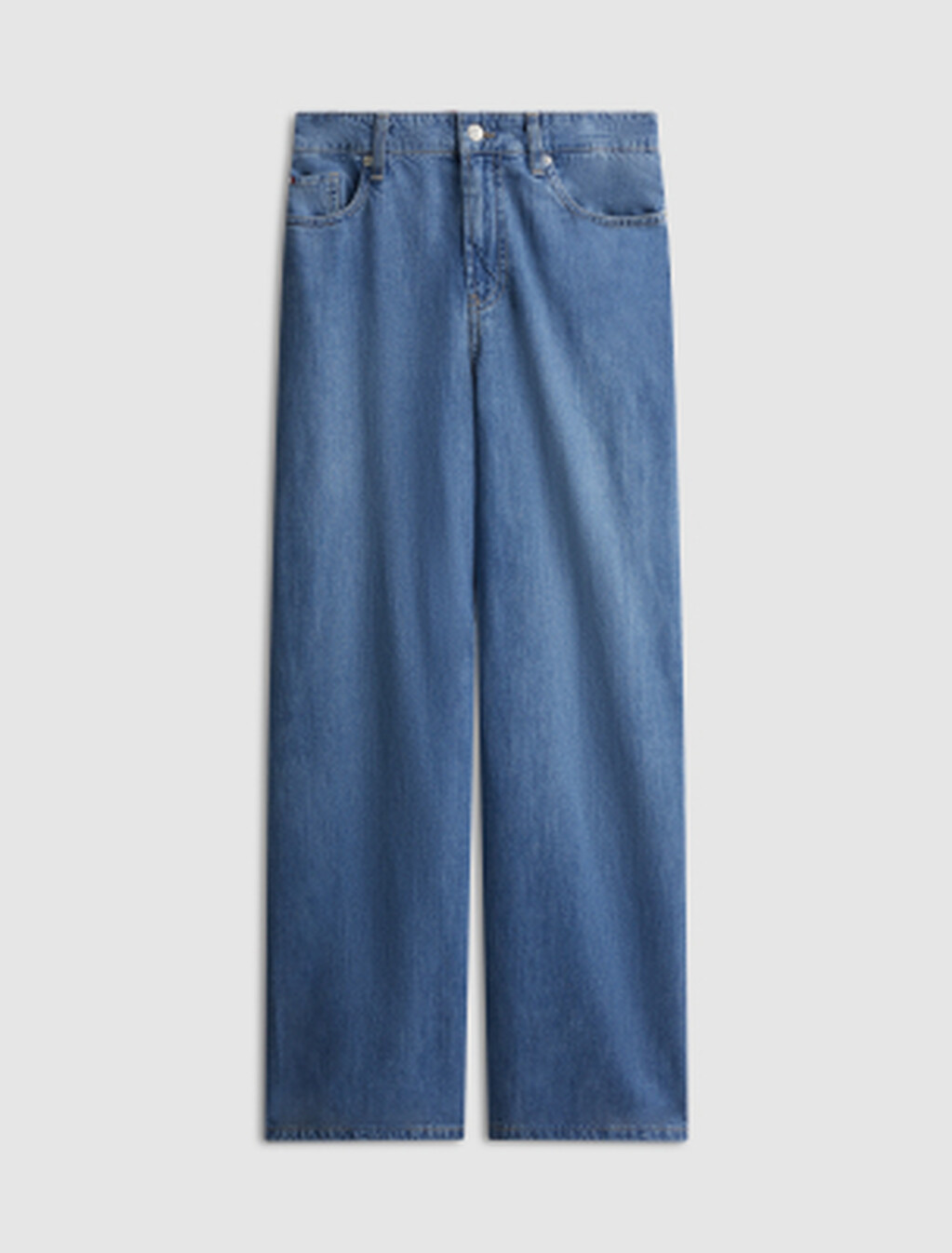 Asia Fit Elastic Waistband Wide Leg Jeans, Uma, hi-res