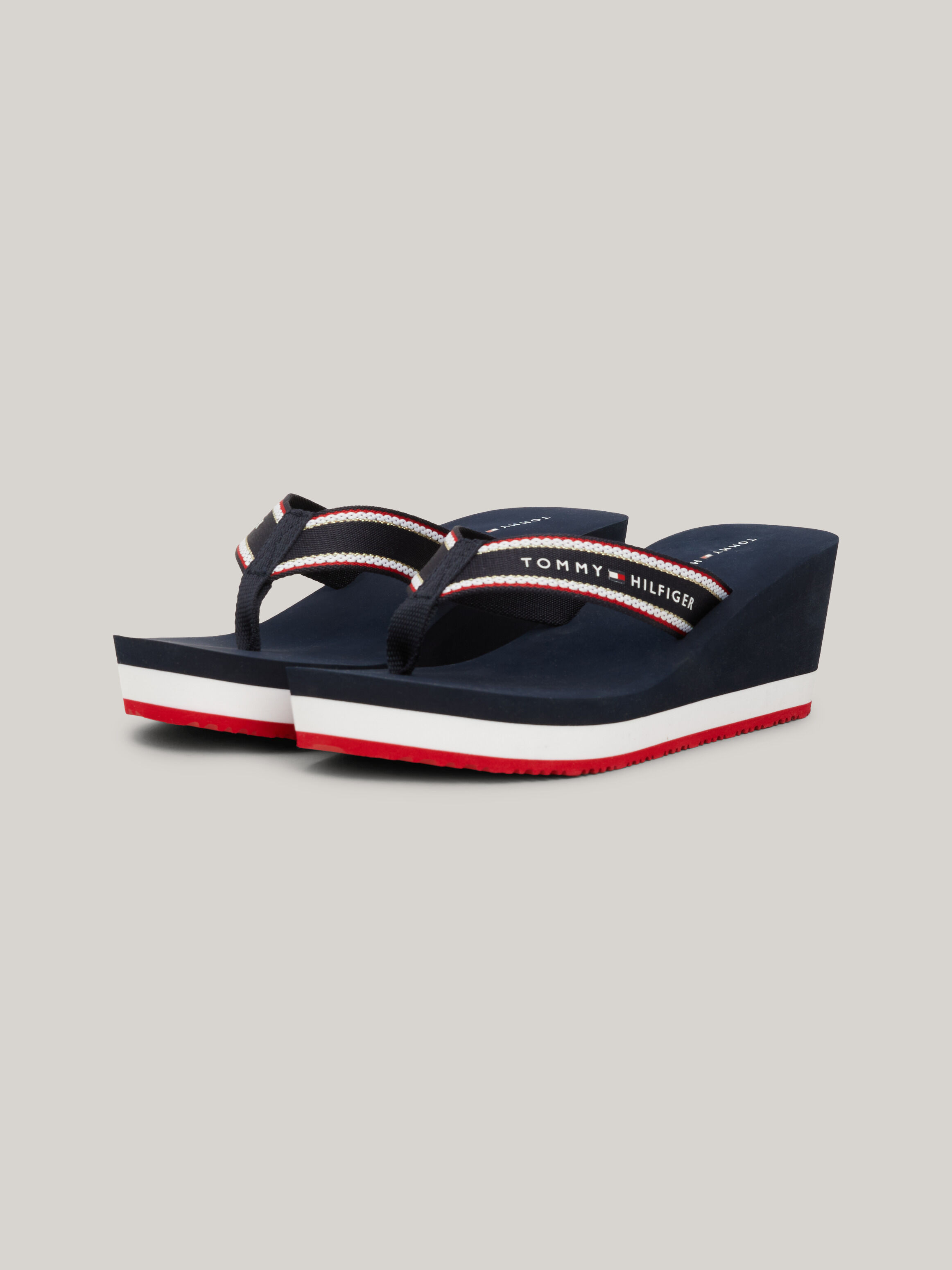 Gray wedge flip flops top