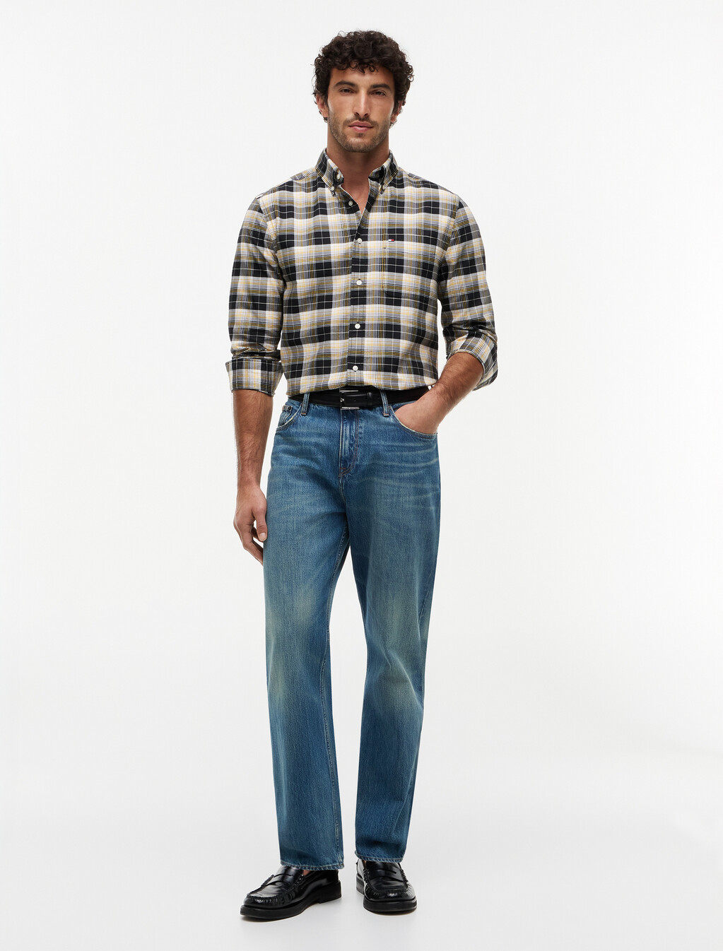 Regular Fit Heritage Plaid Oxford Shirt, Black Check 01, hi-res