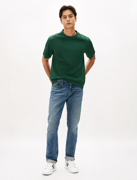Embossed Hilfiger T-Shirt, Ornamental Green Embossed Hilfiger T-Shirt