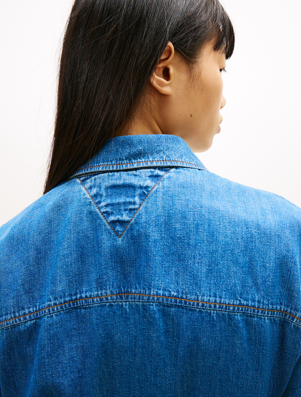 Chambray Belted Mini Shirt Dress, Denim Medium, hi-res