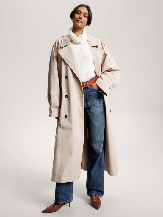 Double Breasted Relaxed Fit Trench Coat