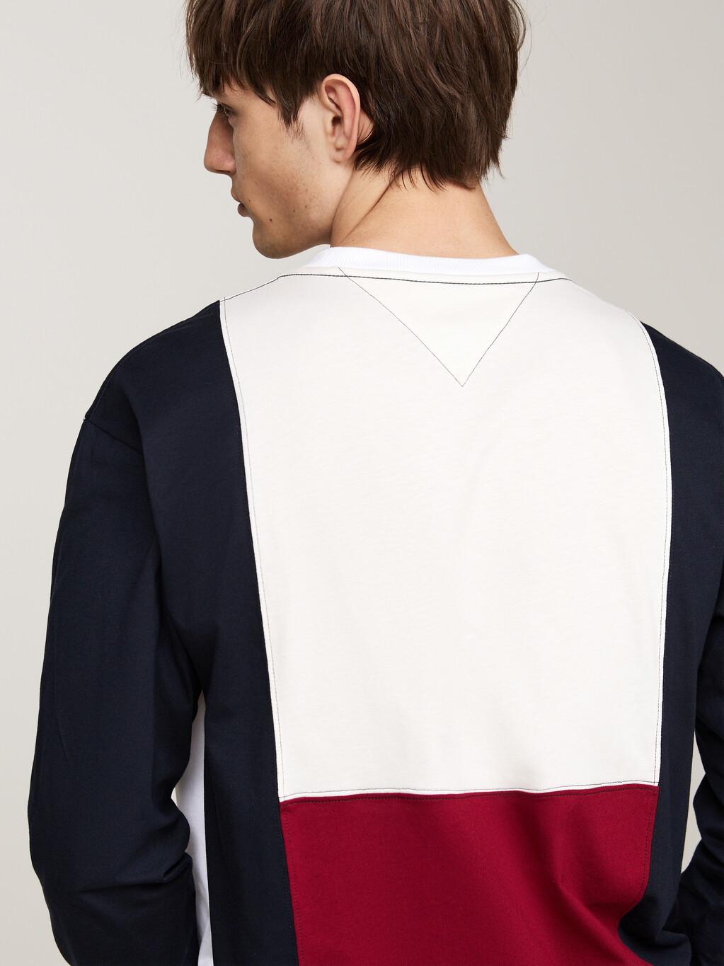 Colour-Blocked Relaxed Long Sleeve T-Shirt, White, hi-res