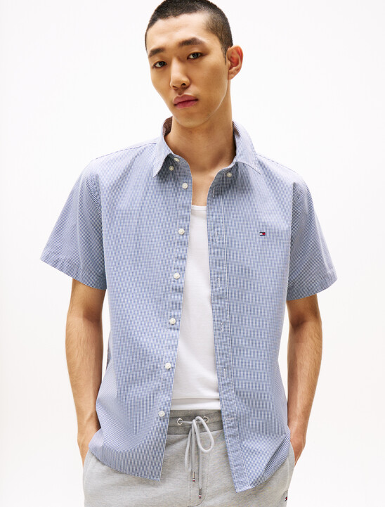 Poplin Mini Check Short Sleeve Shirt