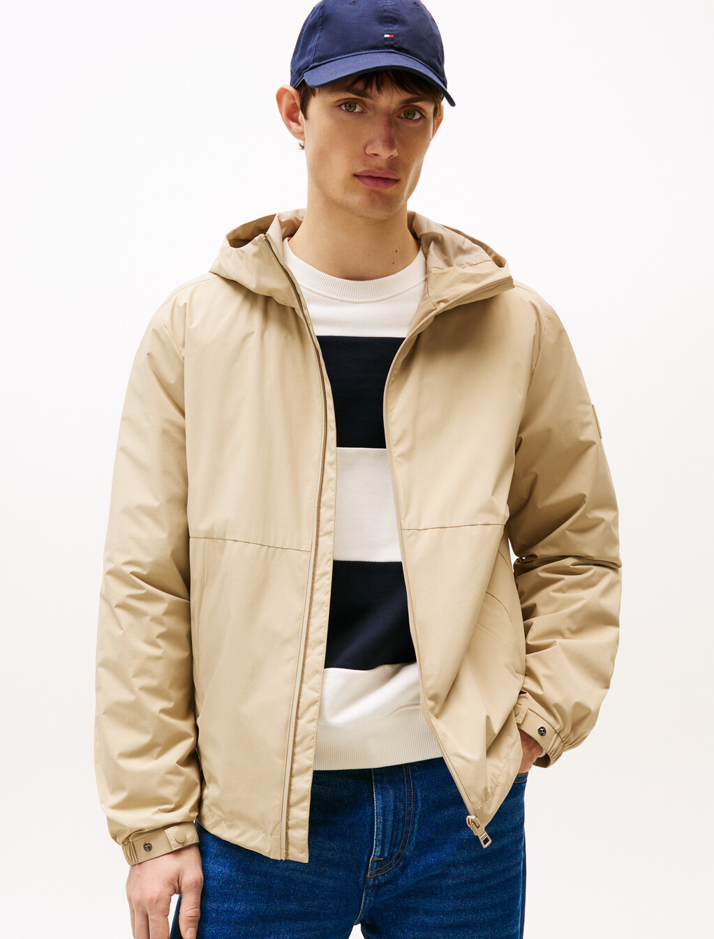 Hooded Nylon Jacket, Sandalwood, hi-res