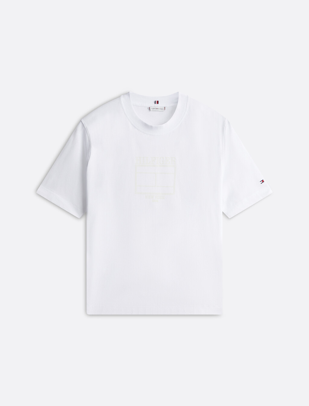 Modern Outline Flag Crewneck T-Shirt, Th Optic White, hi-res