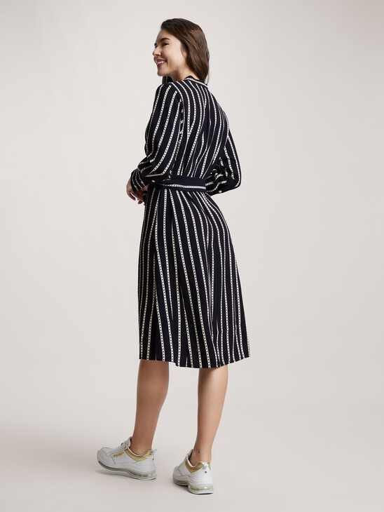 Argyle Stripe Midi Shirt Dress