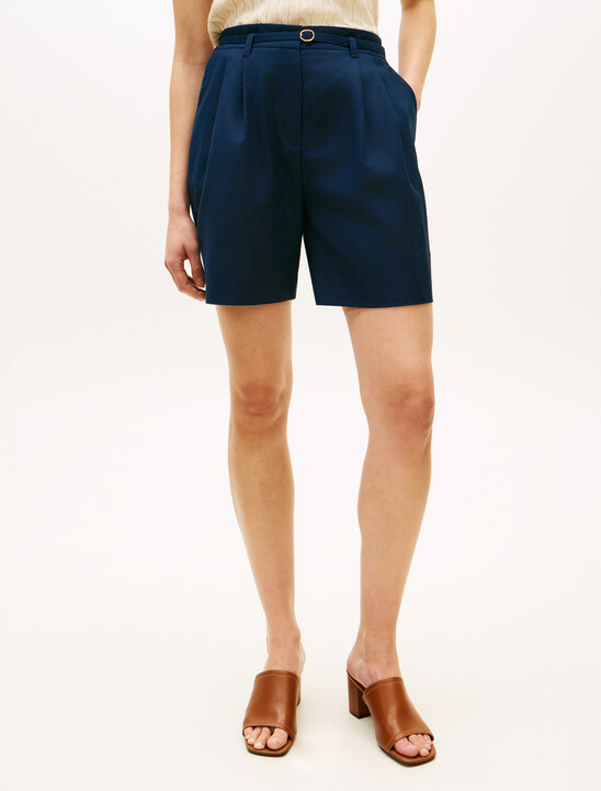 Linen Blend Wide Leg Shorts