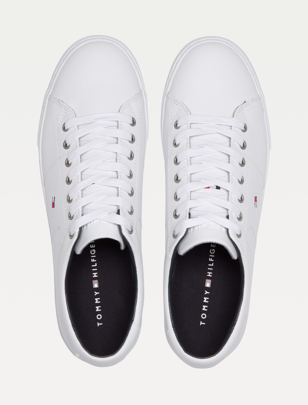 Essential Leather Lace-Up Trainers, WHITE, hi-res