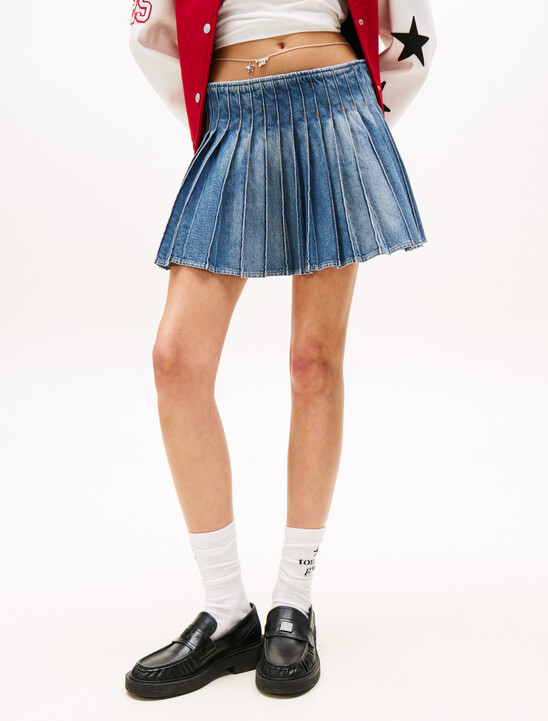 Tommy Girl Denim Pleated Mini Skirt