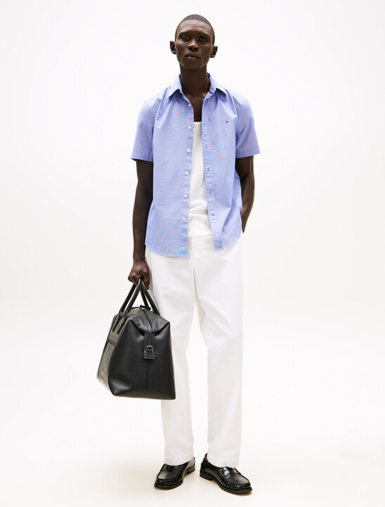 TH Flex Micro Houndstooth Poplin Shirt, Wedge Blue Allover TH Flex Micro Houndstooth Poplin Shirt