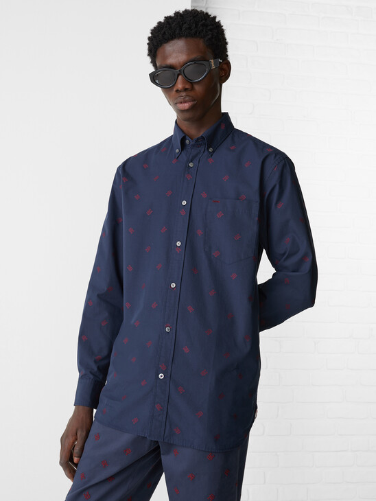 TH MONOGRAM CASUAL FIT PURE COTTON SHIRT