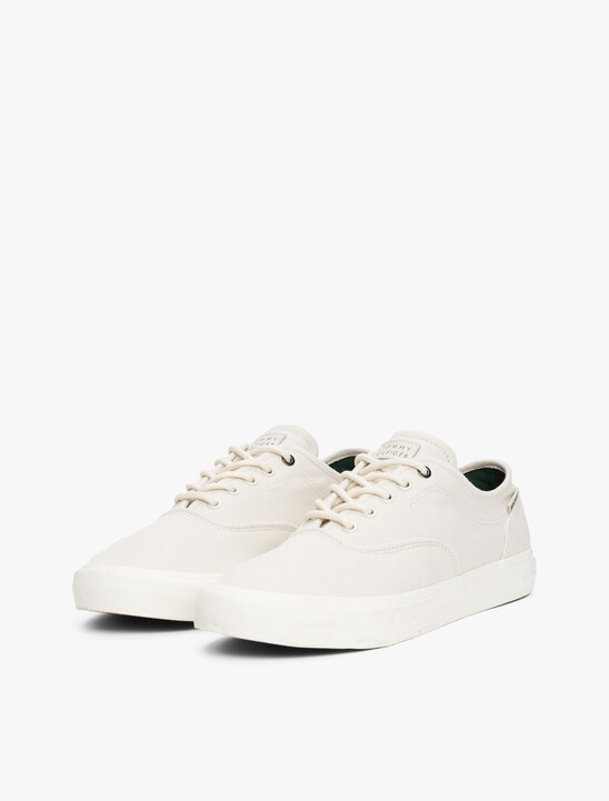 Canvas Embossed Logo Trainers, Alabaster Canvas Embossed Logo Trainers