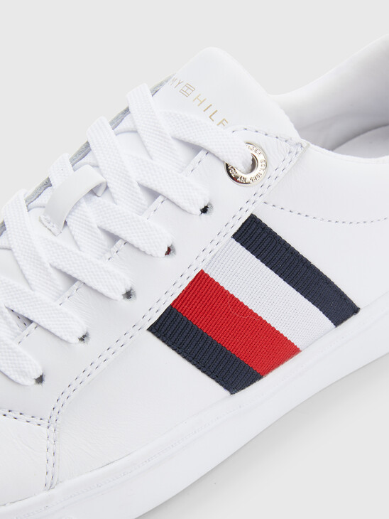 SIGNATURE TAPE LEATHER TRAINERS