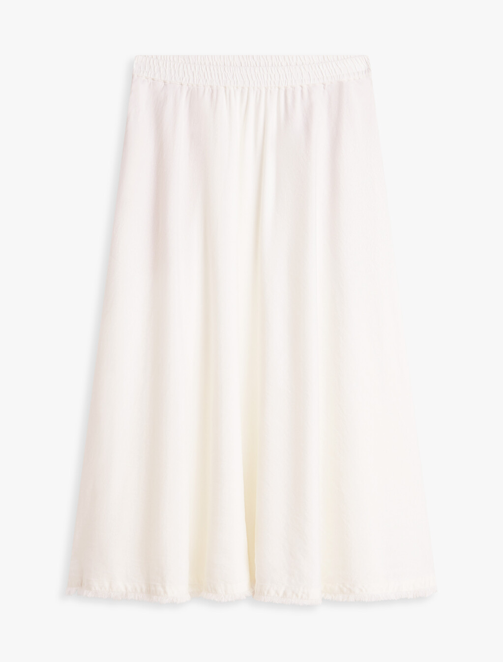 Pleated Linen Blend Midi A-Line Skirt, Ivory Silk, hi-res