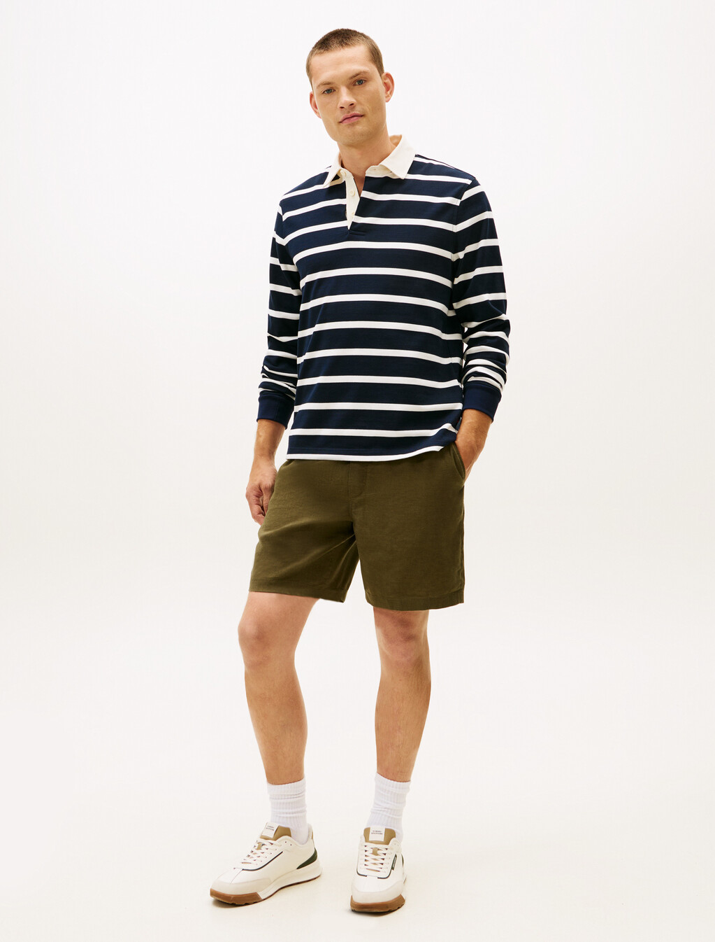 Mercer Pull On Linen Short, Army Green, hi-res