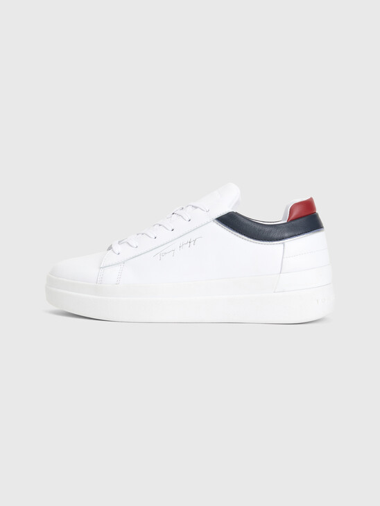 LEATHER COLOUR-BLOCKED CUPSOLE TRAINERS