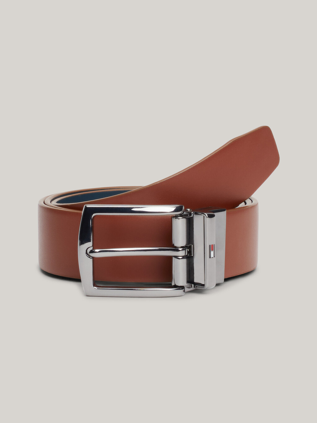 Denton Reversible Square Buckle Leather Belt, Military Denim / Tan, hi-res