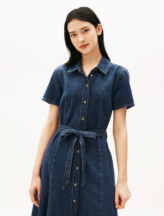 Denim Midi Shirt Dress